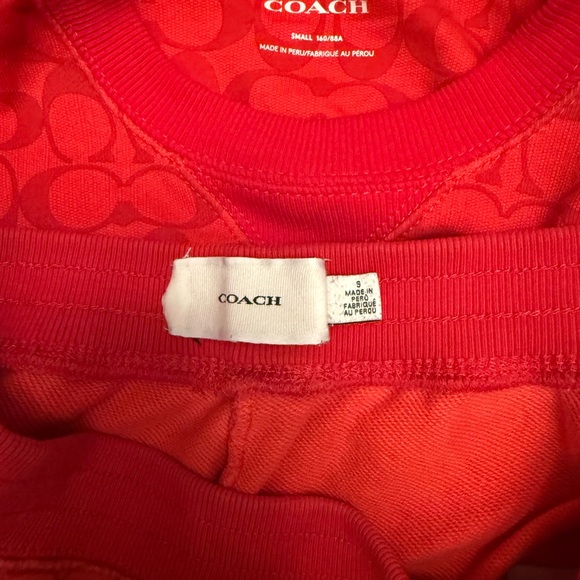 RARE Authentic Coach Red Logo Sweatshirt Shorts lounge Set small $650 - Picture 7 of 8